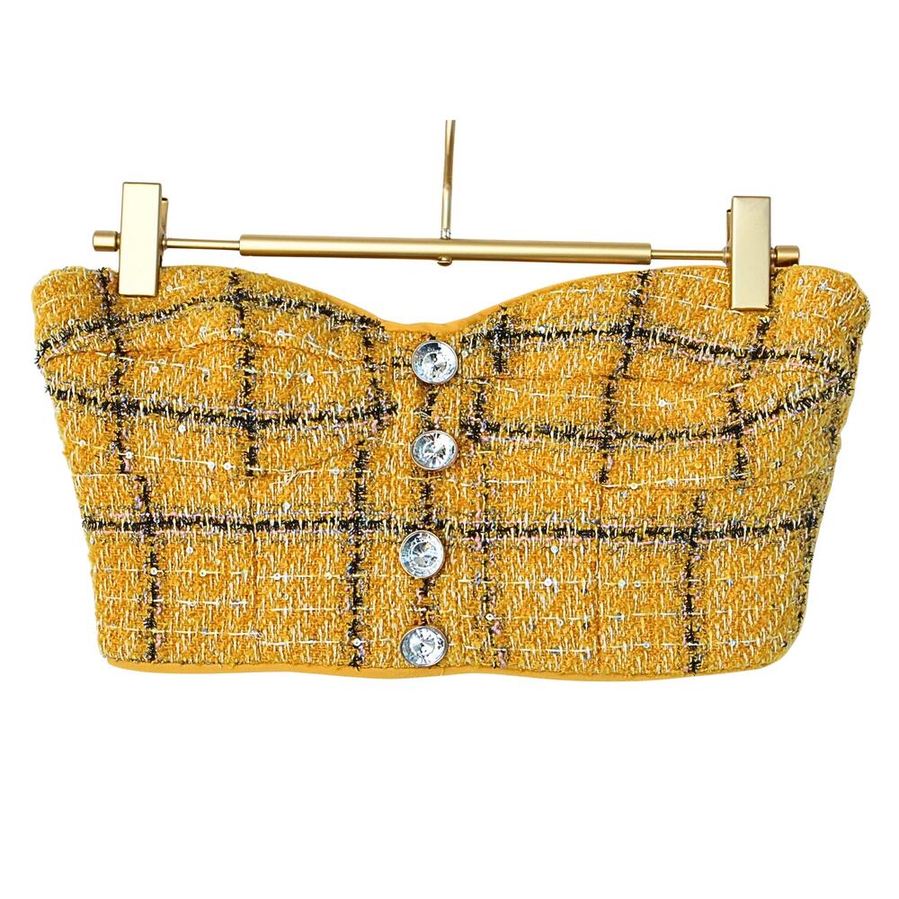 Cady Tweed Bodice Top - Yellow - XS